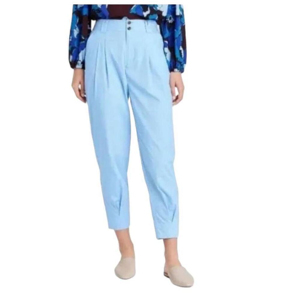 Women's Who What Wear Light Blue Ankle Pleated Tapered Pants Size 12 MSRP $34.99